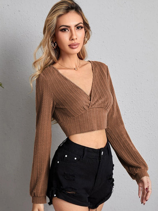 Vertical Stripes Striped Georgette Wrap Crop Top