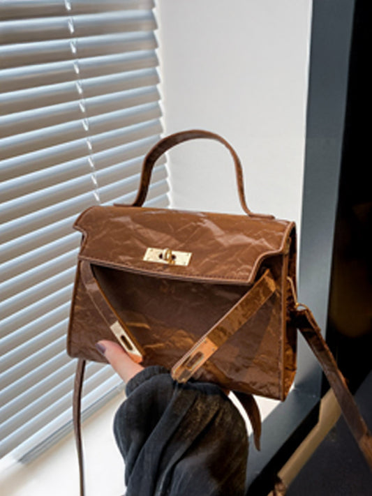 Checked Structured Sling Bag with Tasselled